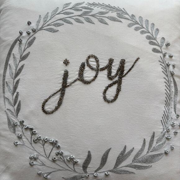 Devi Designs White and Silver Joy Pillow - Picture 4 of 10